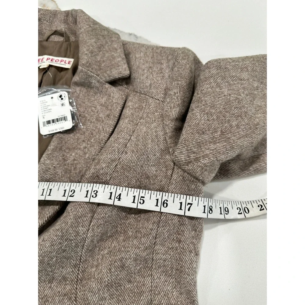 Free People Satchel Ivory Herringbone Wool Blend Blazer OB2320896 Mens S